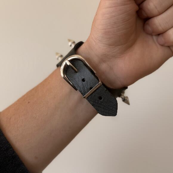 Y2K Volcanic Rock Cross Bracelet Black Beads 8-9 Inch Unisex Streetwear - Picture 4 of 9